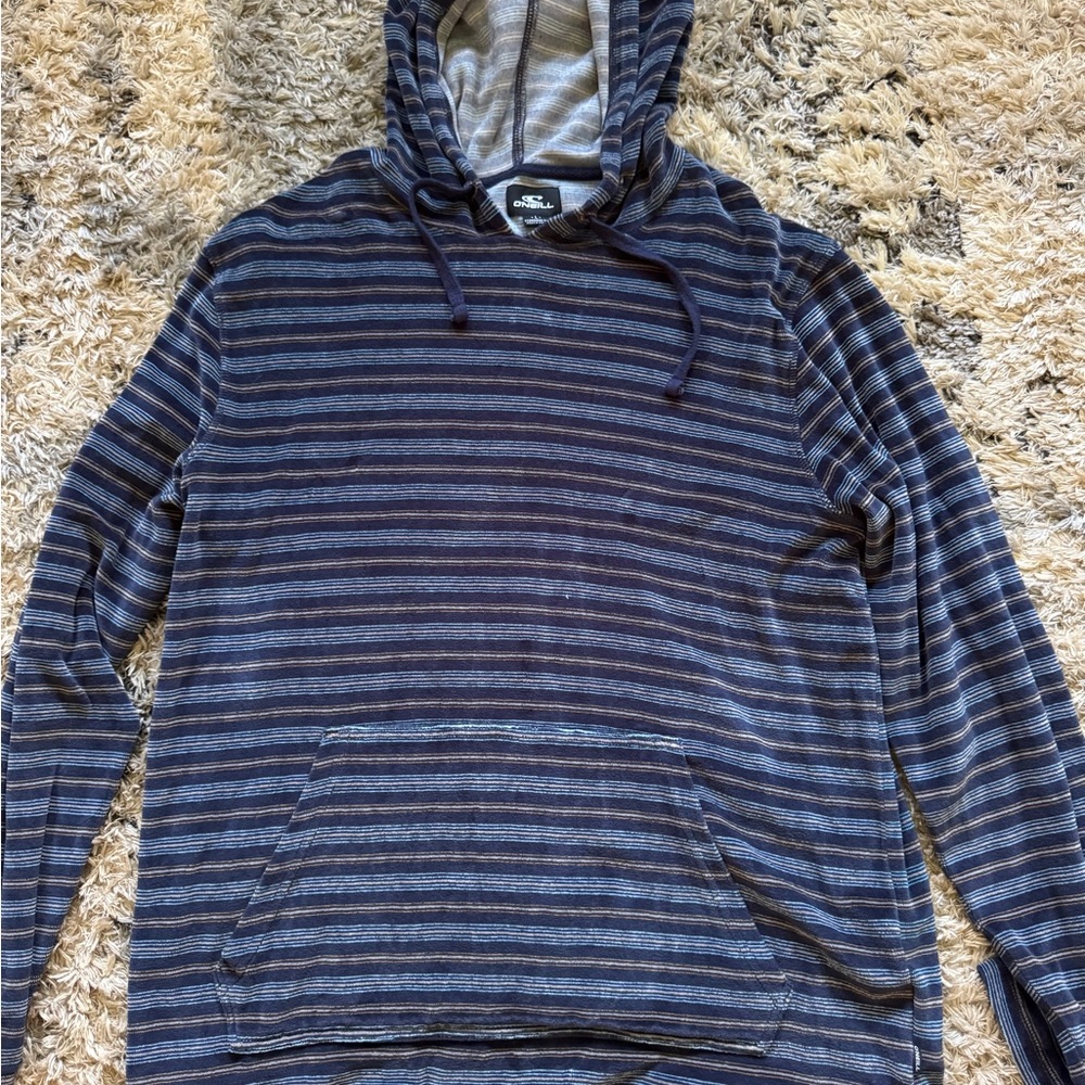 O'Neill Blue and Gray Striped Hoodie
